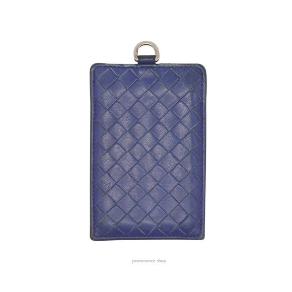 🔴 Bottega Veneta ID Card Holder Wallet - Blue Intrecciato Leather - Picture 1 of 7